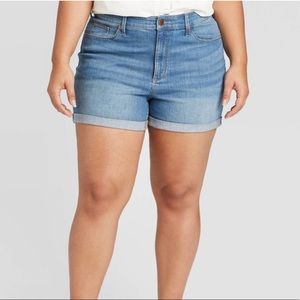 Universal Thread High Rise Midi Shorts medium wash
